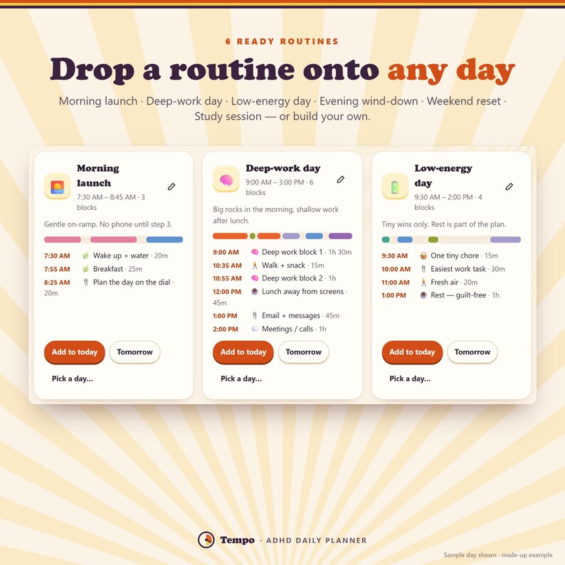 ADHD Daily Planner App, Time Blocking Schedule, Brain Dump & Focus Timer image 9