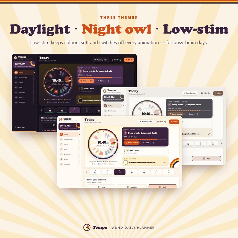 ADHD Daily Planner App, Time Blocking Schedule, Brain Dump & Focus Timer image 14