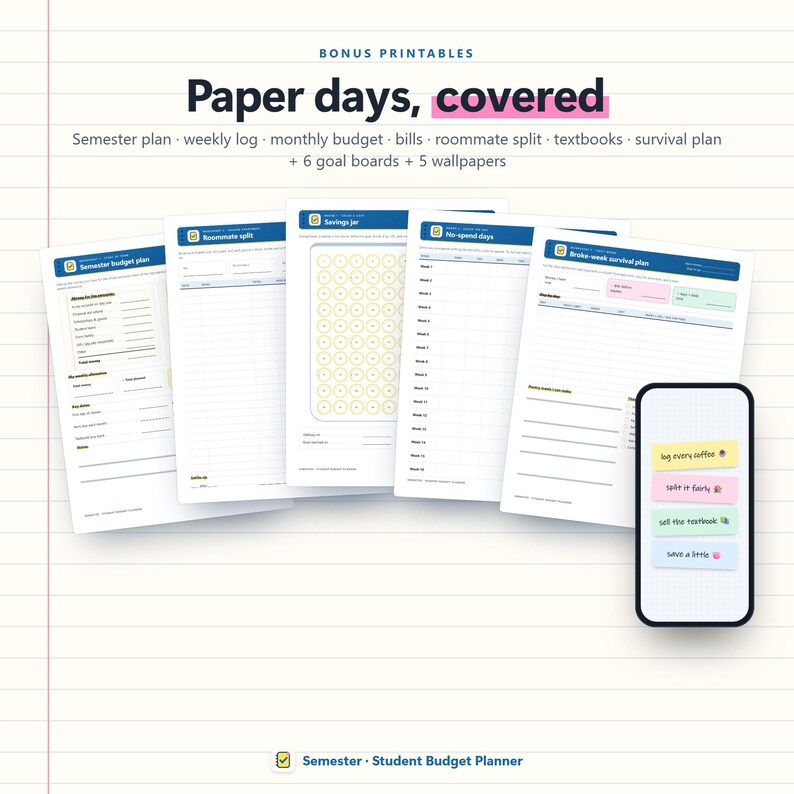 Student Budget Planner App, College Semester Money Tracker (Digital Download) 画像 17