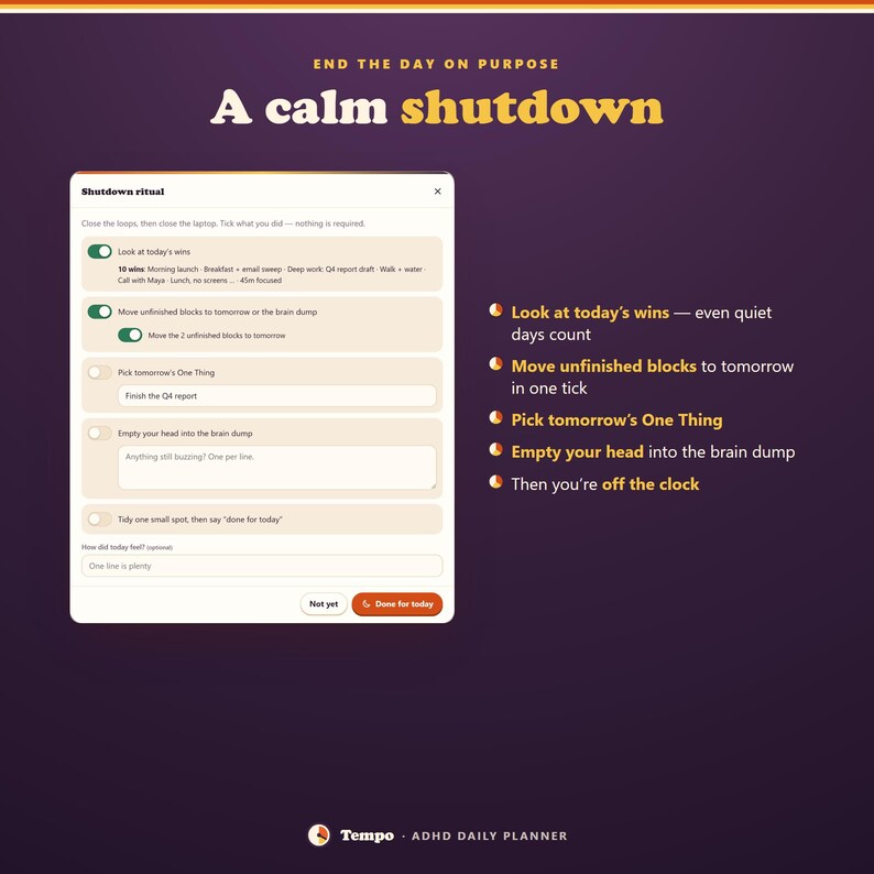 ADHD Daily Planner App, Time Blocking Schedule, Brain Dump & Focus Timer image 8