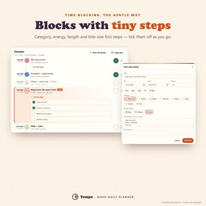 ADHD Daily Planner App, Time Blocking Schedule, Brain Dump & Focus Timer image 3