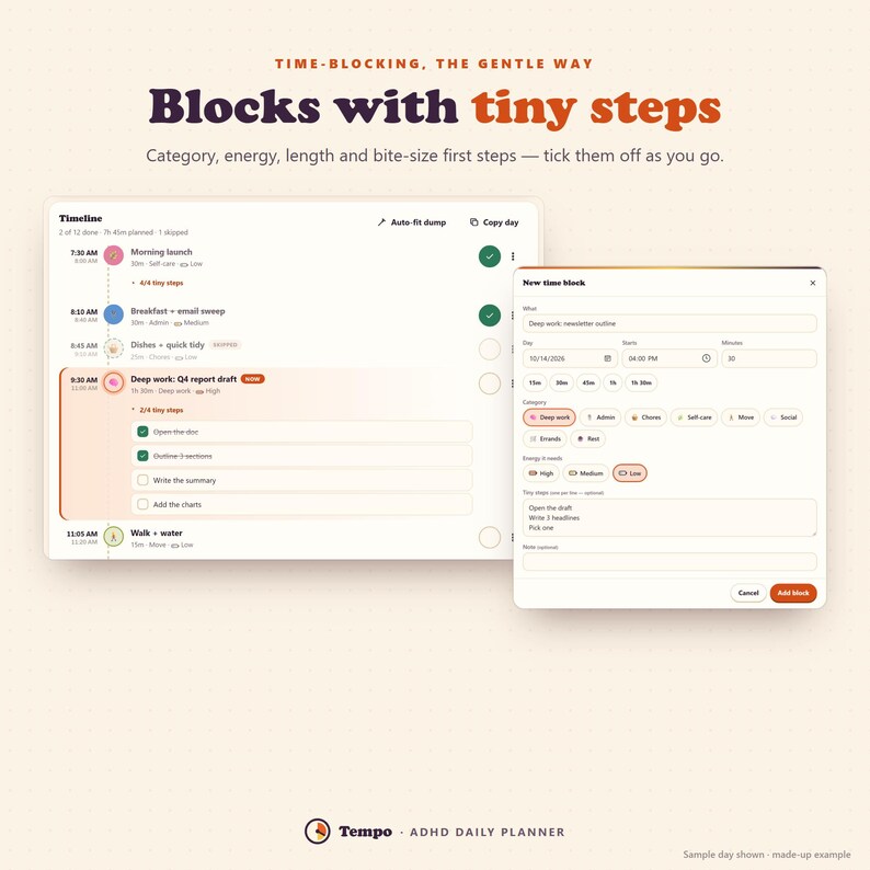 ADHD Daily Planner App, Time Blocking Schedule, Brain Dump & Focus Timer image 3