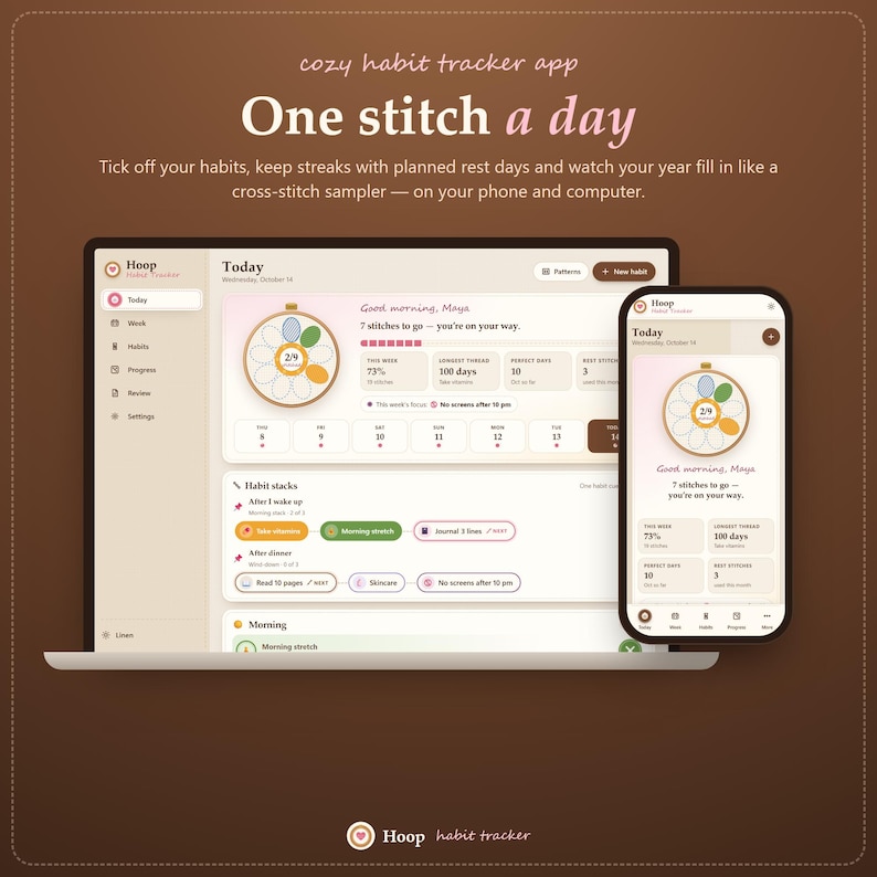 Habit Tracker App, Daily Routine & Streak Planner, Digital Goal Journal image 1