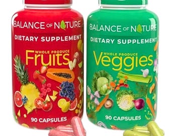 Balance of Nature Fruits and Veggies Capsules | Whole Food Supplement for Women Men | 180 Count Set
