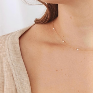 Violet Dainty Freshwater Pearl Necklace | 14k Gold Filled/Sterling Silver Jewelry 1.3mm