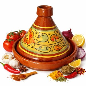 Handmade Moroccan Tajine | Hand-Painted Terracotta Clay Cooking Pot | Traditional Slow Cooking & Table Serving Dish | Artisan Kitchen Decor