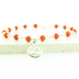 Red Coral Guardian Angel Baby Bracelet Silver Gift