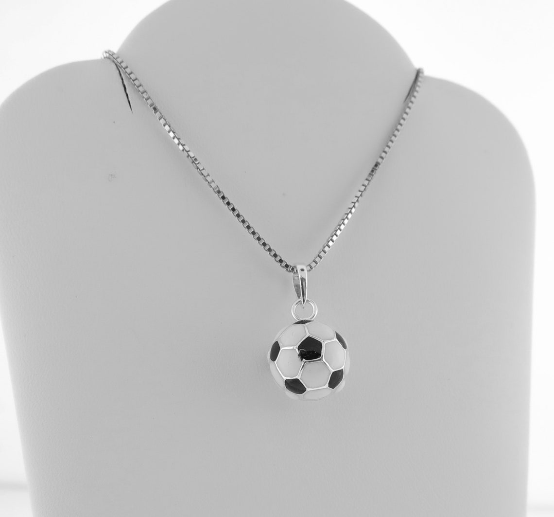 Soccer Ball Charm Necklace 3D Sterling Silver A Gift for Her Etsy