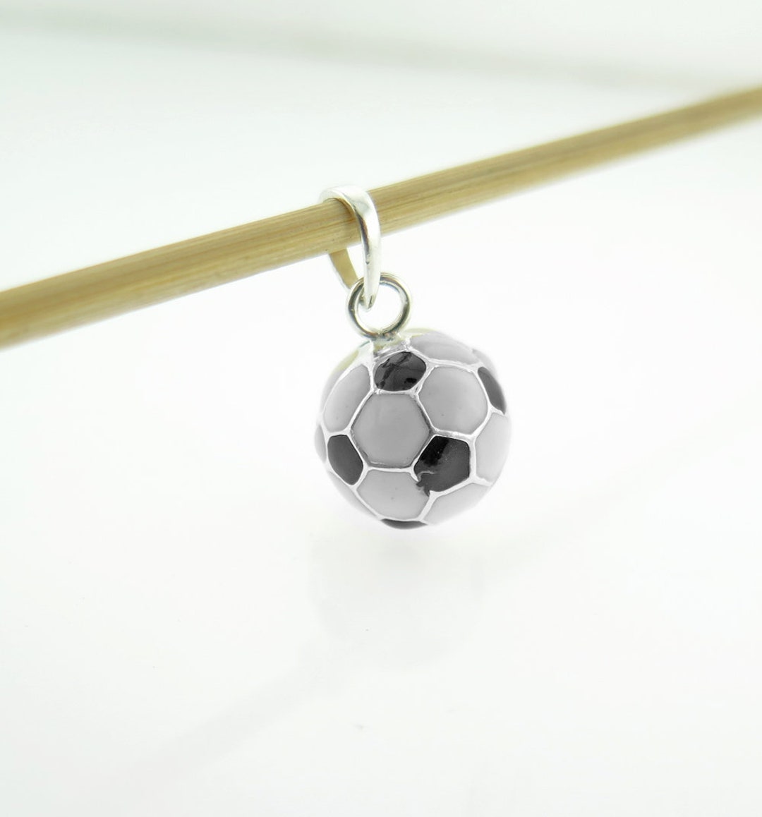 Soccer Ball Charm Necklace 3D Sterling Silver A Gift for Her Etsy