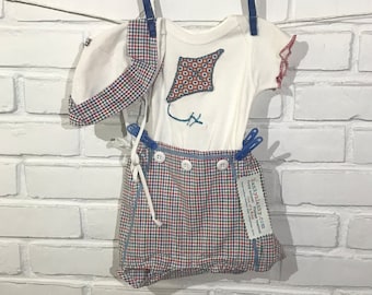 ON SALE!  3 pc. Baby Shorts Set for your Sailor Boy! The Tee has a Flying Kite Applique