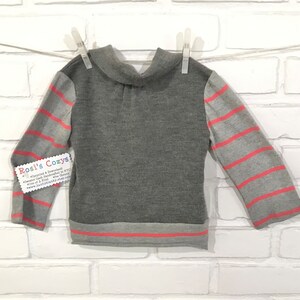 A 2 pc. wool sweater set for toddler, cut from up-cycled sweaters. Size 12-18 mos. Cotton & soft Merino wool image 8