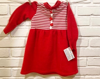 RED Cashmere Baby girl dress, 12-18 month size, so soft and cozy