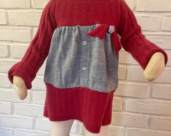 Upcycled sweater dress for Toddlers, cashmere and cotton!