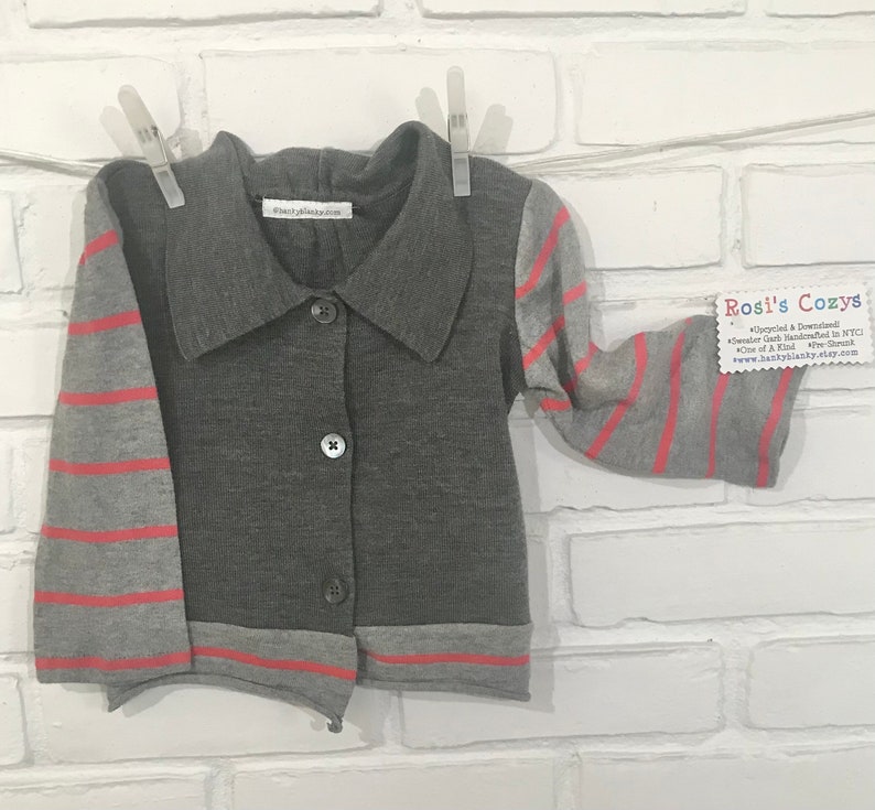 A 2 pc. wool sweater set for toddler, cut from up-cycled sweaters. Size 12-18 mos. Cotton & soft Merino wool image 2