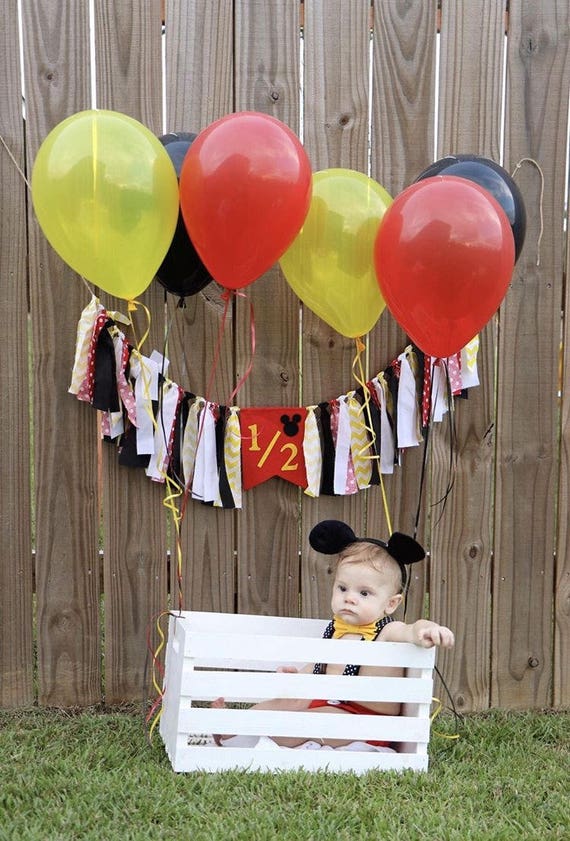 Mickey Mouse Half Birthday Banner Half Birthday Banner 6 Etsy