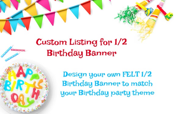 Custom Half Birthday Banner, custom birthday banner, half birthday banner, boy half birthday, girl half birthday, custom birthday decor Il_570xn