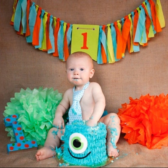 Monster Birthday Banner, Monster 1st Birthday Banner, Monster First Birthday Banner Il_570xn
