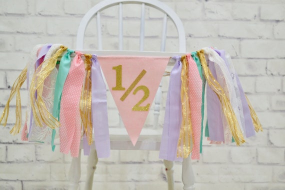 Girl Half Birthday Banner, Half birthday party, 6 month party, girl 6 month cake smash, gold half birthday, half birthday girl, 6 month girl Il_570xn