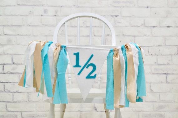 Half Birthday Banner 6 Month Birthday Party Boy Half Etsy