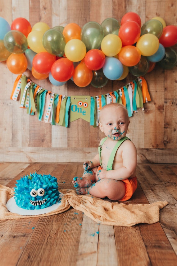 Monster Birthday Banner, monster 1st birthday banner, monster birthday banner, first birthday banner, boy cake smash, 1st birthday banner Il_570xn