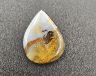 Teardrop Polka Dot Agate Cabochon with Landscape Scene