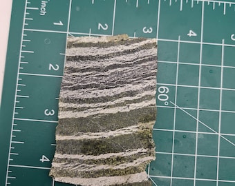 Chatoyant Green and White Rough Rock Slab (Marketed as Green Tiger Eye)
