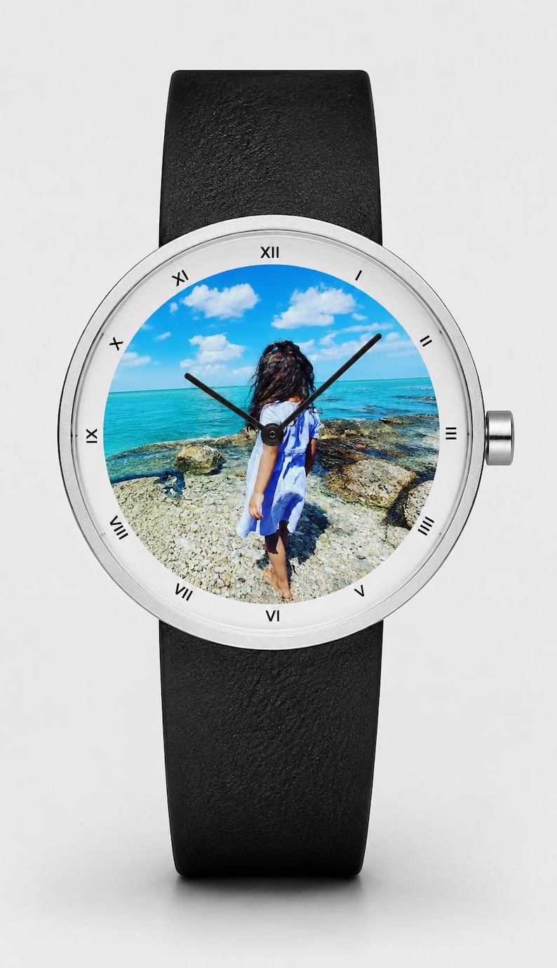 Photo Wrist Watches UV Printed or Personalized Engraved Stainless Steel Watch for Him, Anniversary Birthday Christmas Gift Fathers Day image 1