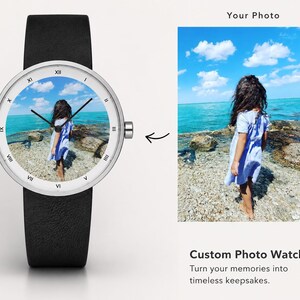 Photo Wrist Watches UV Printed or Personalized Engraved Stainless Steel Watch for Him, Anniversary Birthday Christmas Gift Fathers Day image 3