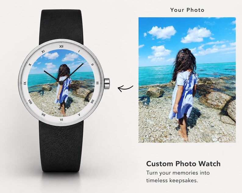 Photo Wrist Watches UV Printed or Personalized Engraved Stainless Steel Watch for Him, Anniversary Birthday Christmas Gift Fathers Day image 3
