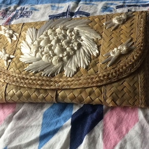 Boho island clutch rattan woven seashell FREE SHIPPING