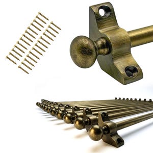 Set of 13 | Round Finial - Antique Brass | Stair Carpet Rods | Suitable for Upto 70cm – Stair Runner