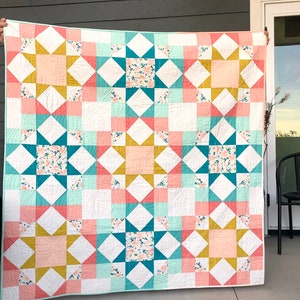 Journey Home Quilt Pattern-Instant PDF Digital Download with 5 Size Options and a Bonus Additional Design Layout Instruction image 1