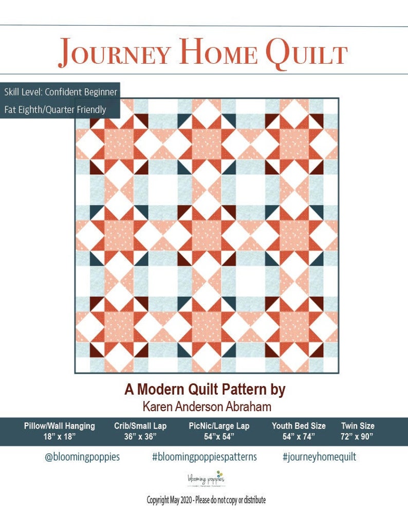 Journey Home Quilt Pattern-Instant PDF Digital Download with 5 Size Options and a Bonus Additional Design Layout Instruction image 5