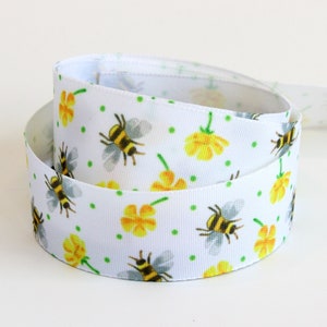 Cinta de abejas, cinta de flores de primavera, decoración de Pascua, suministros de scrapbooking, suministros de costura de abejorros, envoltura de regalo de abejas, tienda del Reino Unido