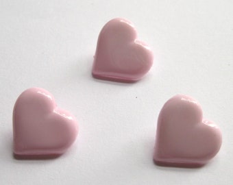 Pink heart buttons, heart buttons, valentines buttons, 20 pink heart shank buttons, UK button shop haberdashery sewing supplies dress making