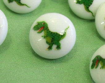 10x t-rex dinosaur buttons, green dinosaur theme shank backing buttons, buttons for children and baby boy clothes, UK sewing supplies