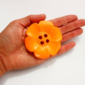 Giant flower buttons, Giant ORANGE flower buttons 6.5cm, extra large buttons, huge novelty button, giant children's buttons, UK buttons shop