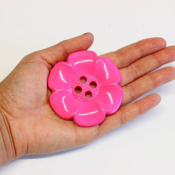 Giant flower buttons, Giant PINK flower buttons 6.5cm, extra large buttons, huge novelty button, giant children's buttons, UK buttons shop