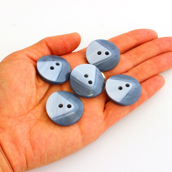 Chunky blue buttons, 10x two tone blue coat buttons, winter jumper buttons, cardigan buttons, sewing and repairs supplies UK