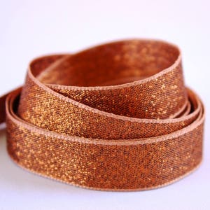 Koperen lint, koperen glitterlint, koper metallic lint, koperen glanslint, koperen trouwlint, bruiloftversiering, kerstribbe