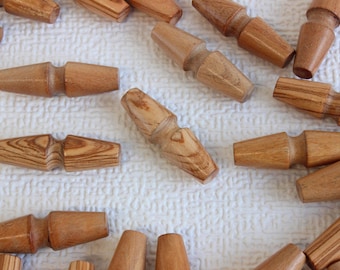 クリーム色の木製トグルボタン：30 mmダッフルコート留め具、6個セット