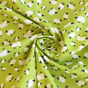Cute sheep cotton fabric, wooly sheep fabric, Rose and Hubble cotton poplin, cute animal print cotton, quilting and crafting fabric UK