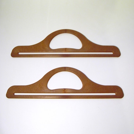 Wood Effect Bag Handles, Pair of Bag Handles, Brown Bag Handles