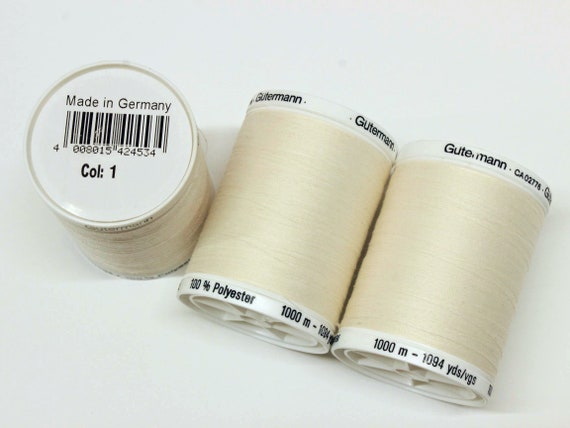 Gutermann Sew All Thread, Cream Gutermann Polyester Thread, off White  Polyester Sewing Thread, UK Sewing Supplies, Gutermann Colour 1, UK -   Israel