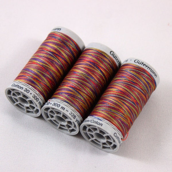 Rainbow thread, Variegated cotton thread, Gutermann variegated Sulky cotton, multicoloured sewing and embroidery thread, Shade 4108, UK shop