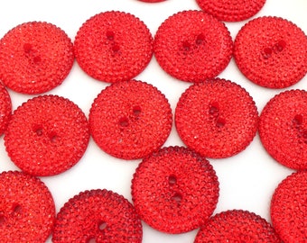 Giant RED sparkle buttons, large plastic diamante buttons 3cm, extra large prom dress buttons, huge red button, UK buttons shop, coat button