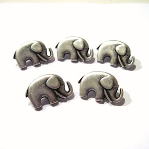 Elephant buttons, 5x metal elephant buttons, childrens buttons, elephants buttons, novelty buttons, cute animal buttons, UK haberdashery,