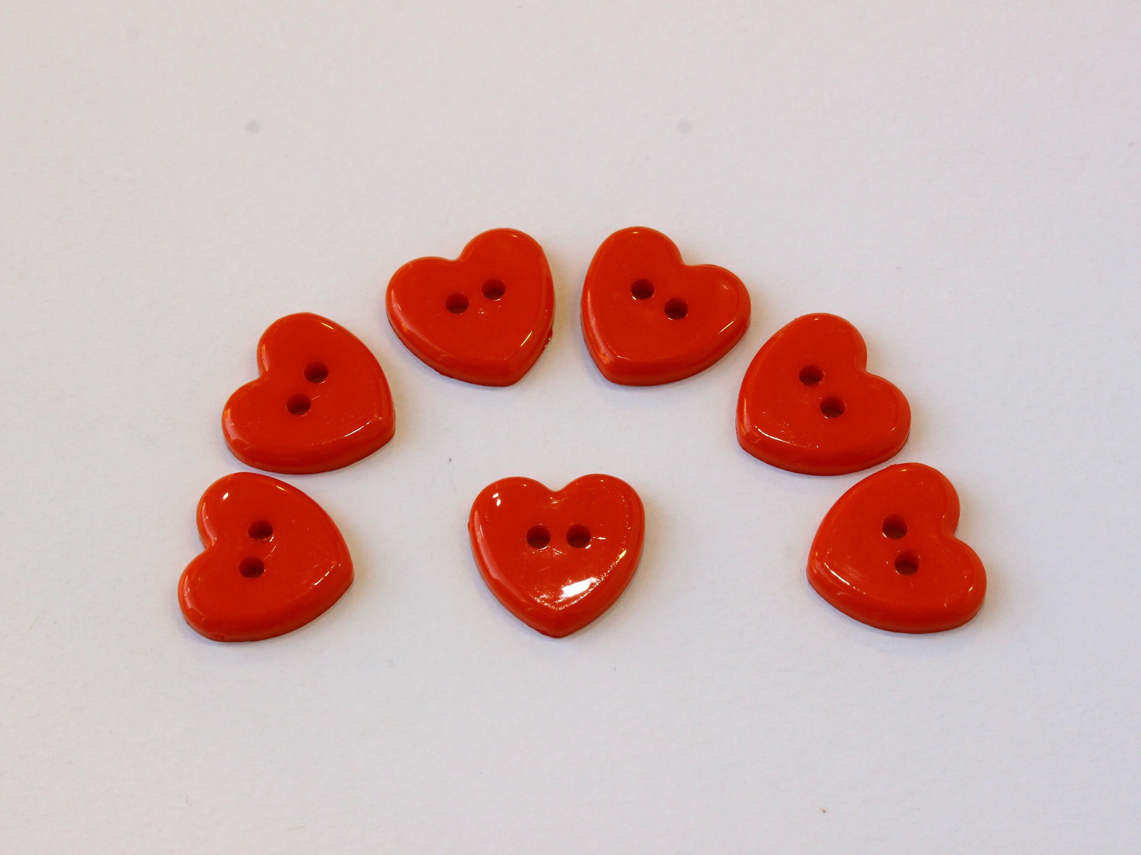 3/8 Red Heart Buttons - Pearly plastic - Sew Vintagely