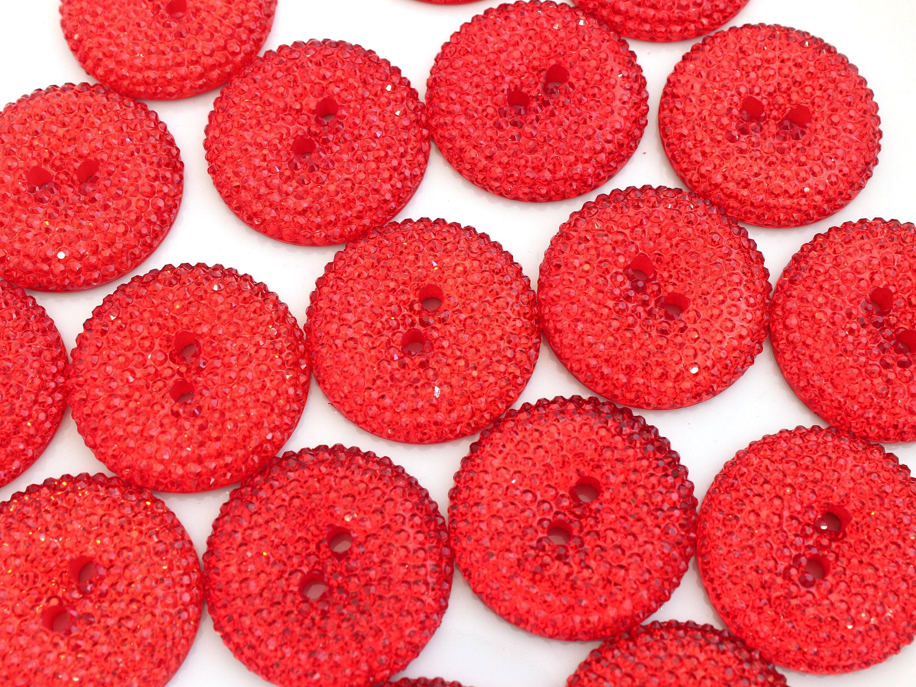 Giant RED Sparkle Buttons, Large Plastic Diamante Buttons 3cm, Extra ...