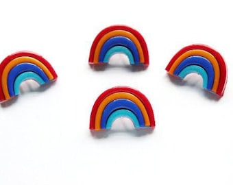 Rainbow buttons, bright rainbow arch shaped shank buttons, colourful children's buttons, UK shop, candy coloured buttons,